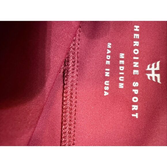 Heroine Sport Women's Pull On Stretch High-Waisted Ankle Leggings Maroon Medium - Picture 6 of 7